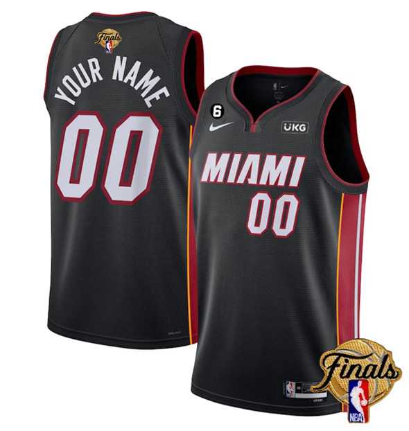 Men & Youth Customized Miami Heat Active Player Black 2023 Finals Icon Edition With NO.6 Patch Stitched Jersey